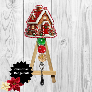 Gingerbread House Glitter Badge Pull | Badge Reel TheCraftNook