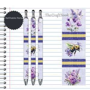 Refillable Pens, Honeybee Images. Bee happy while you write. Multiple options and Images available TheCraftNook