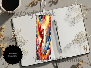 Phoenix Bookmarks - Handcrafted Metal Fire Bird Bookmarks with Beads & Glitter TheCraftNook