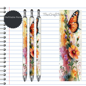 Butterfly Refillable Pens, multiple options and Images available. TheCraftNook