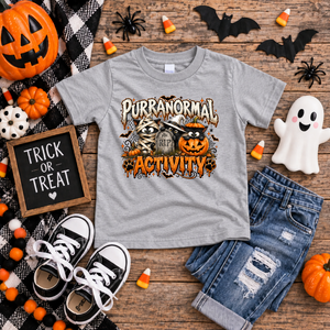Kids Purranormal Activity Halloween Cat T-Shirt TheCraftNook