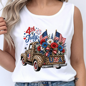 4th of July Cheetah Truck Tank Top TheCraftNook