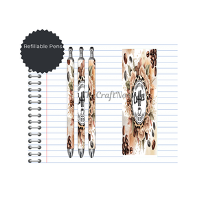 Caffeine & Creativity Refillable Pens, multiple options and Images available. TheCraftNook