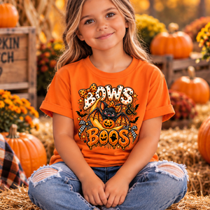 Kids Bows & Boos Halloween Youth T-Shirt TheCraftNook