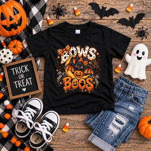 Kids Bows & Boos Halloween Youth T-Shirt TheCraftNook