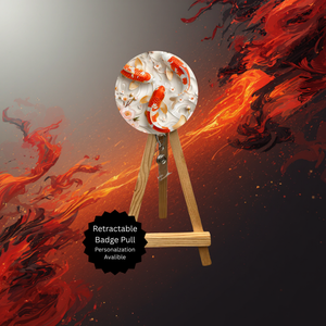 Koi Fish Badge Pulls. Multiple Images Available. Add Beads or Shimmer Glitter Options. TheCraftNook