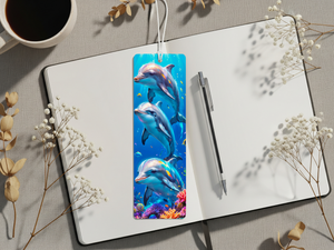 Aluminum Metal Bookmarks, Dolphin images. Make every chapter a splash! TheCraftNook