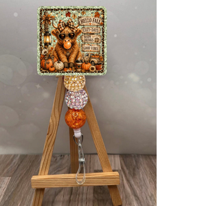 Hello Fall Highland Cow Badge Pull TheCraftNook