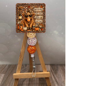Hello Fall Highland Cow Badge Pull TheCraftNook