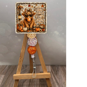 Hello Fall Highland Cow Badge Pull TheCraftNook