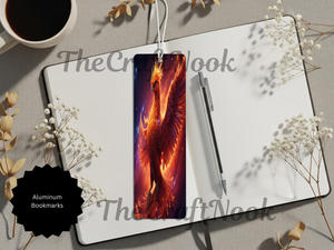 Phoenix Bookmarks - Handcrafted Metal Fire Bird Bookmarks with Beads & Glitter TheCraftNook