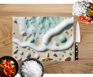Beach Vibes Glass cutting boards. Multiple images Available. TheCraftNook
