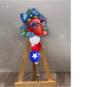 Patriotic Strawberry Badge Pull TheCraftNook