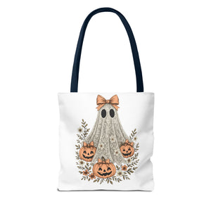 Lacey Ghost Halloween Cottagecore Tote Bag Printify