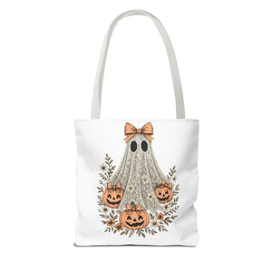 Lacey Ghost Halloween Cottagecore Tote Bag Printify