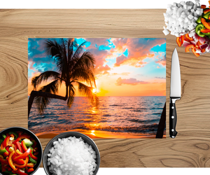 Beach Vibes Glass cutting boards. Multiple images Available. TheCraftNook