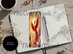 Phoenix Bookmarks - Handcrafted Metal Fire Bird Bookmarks with Beads & Glitter TheCraftNook