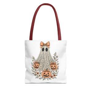 Lacey Ghost Halloween Cottagecore Tote Bag Printify