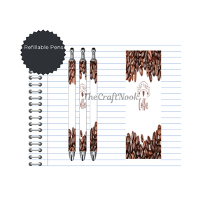 Caffeine & Creativity Refillable Pens, multiple options and Images available. TheCraftNook