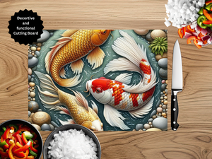 Koi Fish Glass Cutting Board - Tempered Glass Kitchen Board TheCraftNook