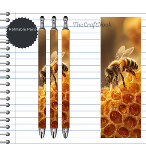 Refillable Pens, Honeybee Images. Bee happy while you write. Multiple options and Images available TheCraftNook