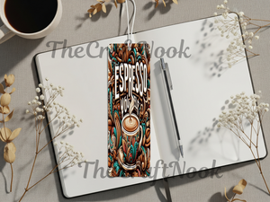 Caffeine & Chapters Bookmark. Aluminum Metal Bookmarks TheCraftNook