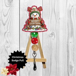 Merry Everything Snowman Glitter Badge Pull | Badge Reel TheCraftNook
