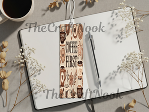 Caffeine & Chapters Bookmark. Aluminum Metal Bookmarks TheCraftNook