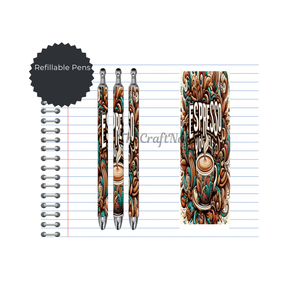 Caffeine & Creativity Refillable Pens, multiple options and Images available. TheCraftNook