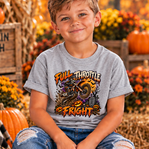 Kids Full Throttle Fright Halloween Youth T-Shirt TheCraftNook