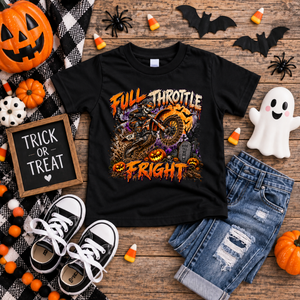 Kids Full Throttle Fright Halloween Youth T-Shirt TheCraftNook