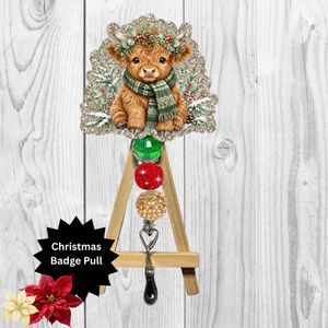 Cute Highland Cow Badge Pull TheCraftNook