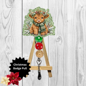 Cute Highland Cow Badge Pull TheCraftNook