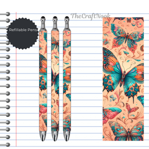 Butterfly Refillable Pens, multiple options and Images available. TheCraftNook
