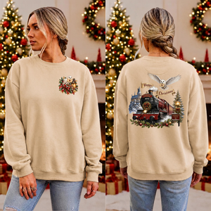 Happy Christmas Express Sweatshirt Pocket and Back graphics TheCraftNook
