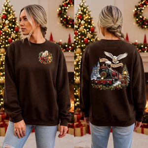 Happy Christmas Express Sweatshirt Pocket and Back graphics TheCraftNook