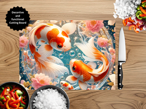 Koi Fish Glass Cutting Board - Tempered Glass Kitchen Board TheCraftNook