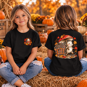 Kids Hello Fall Hedgehog Pocket and Back Graphics TheCraftNook