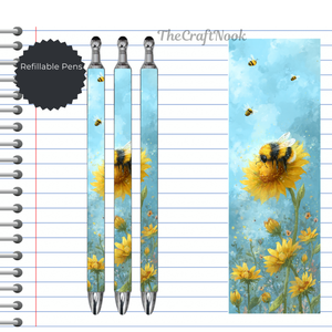 Refillable Pens, Honeybee Images. Bee happy while you write. Multiple options and Images available TheCraftNook