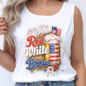 Red White and Brew Tank Top | Funny Patriotic Beer Shirt TheCraftNook