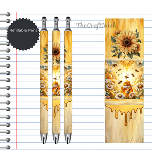 Refillable Pens, Honeybee Images. Bee happy while you write. Multiple options and Images available TheCraftNook