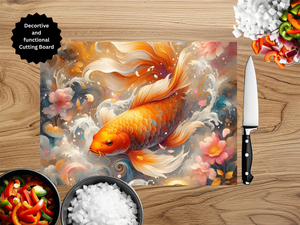 Koi Fish Glass Cutting Board - Tempered Glass Kitchen Board TheCraftNook