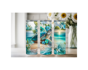20 oz sip and surf Sea turtle Tumblers, Multiple images to choose from, with or without handle and speakers. TheCraftNook