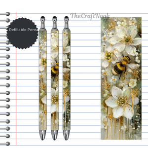 Refillable Pens, Honeybee Images. Bee happy while you write. Multiple options and Images available TheCraftNook