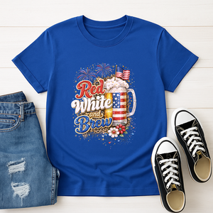 Red White and Brew Graphic Tee | Funny Patriotic Beer Shirt TheCraftNook