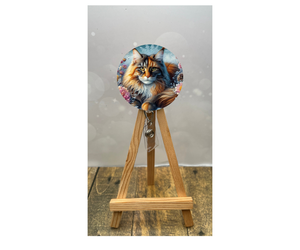 Cat badge pulls. Make every shift a purr‑fect one. Multiple Images available. Add beads or shimmer glitter options. TheCraftNook