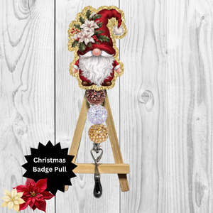 Cute Poinsettia Gnome Badge Pulls TheCraftNook
