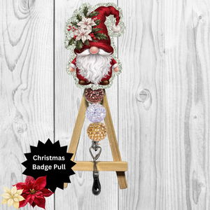 Cute Poinsettia Gnome Badge Pulls TheCraftNook