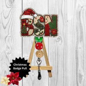 BSN Christmas Glitter Badge Pull | Badge Reel TheCraftNook