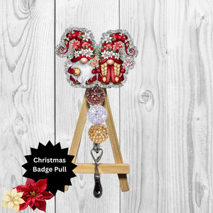 Cute Poinsettia Gnome Badge Pulls TheCraftNook